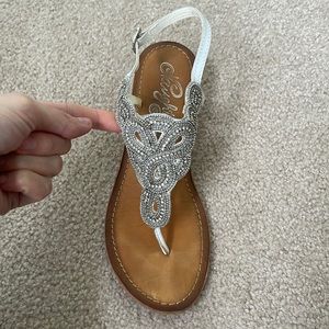 Leather sandals with silver detail